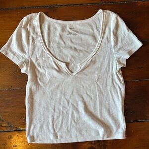 White Ribbed Aerie Tshirt